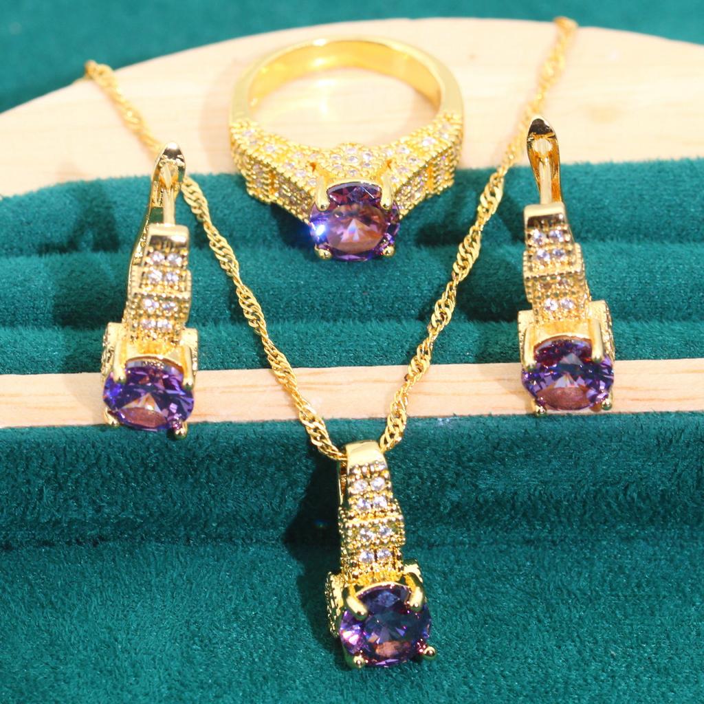 Europe and The United States Exquisite Popular Bride Zircon Chain Necklace Bracelet Earrings Wedding Dress Accessories