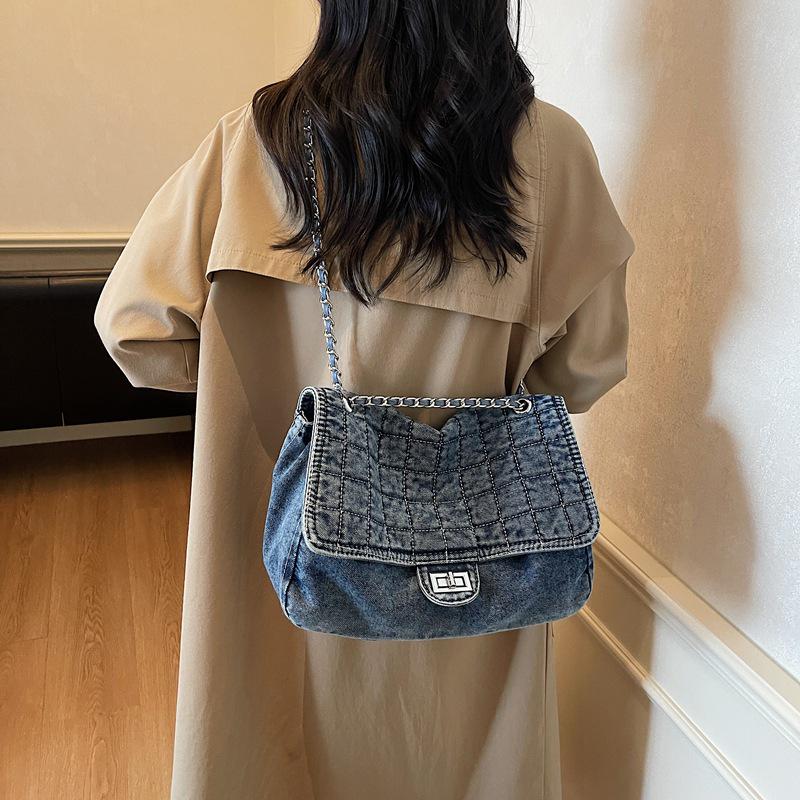 Damen Denim-Tragetasche Mode 2025: Vielseitige Ketten-Schultertasche mit großem Fassungsvermögen