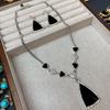 Black Resin Water Drop Necklace Earrings Light Luxury Niche Temperament Premium Pendant Clavicle Chain