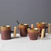Japanese-style Retro Vintage Ceramic Manual Coffee Mug With Wooden Handle Tumbler Rust Glaze Tea Milk Beer Cup Home Drinkware