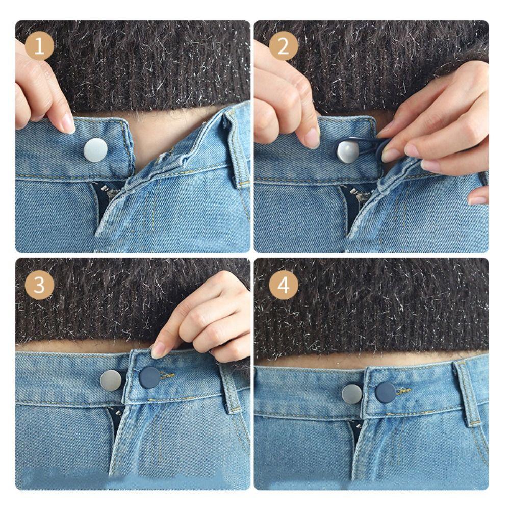 10PCS Sewing Accessories Jeans Retractable Button Adjustable Jeans Waist Button  Unisex