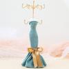 Elegant Jewelry Stand For Women Blue Mannequin Princess Dress Necklace Earring Stand Holder With Gold Accent