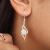 Aqua Chalcedony Gemstone 925 Sterling Silver Jewelry Dangle Earrings 1.7" CE-22-17