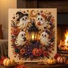 DIY Geist Kunstperlen Wanddeko 2 Stück Halloween Kunst, Kürbis Hexe Krähe Malerei Einzigartiges Party Aktivitätsset, 3D Totenkopf Bastelprojekt für