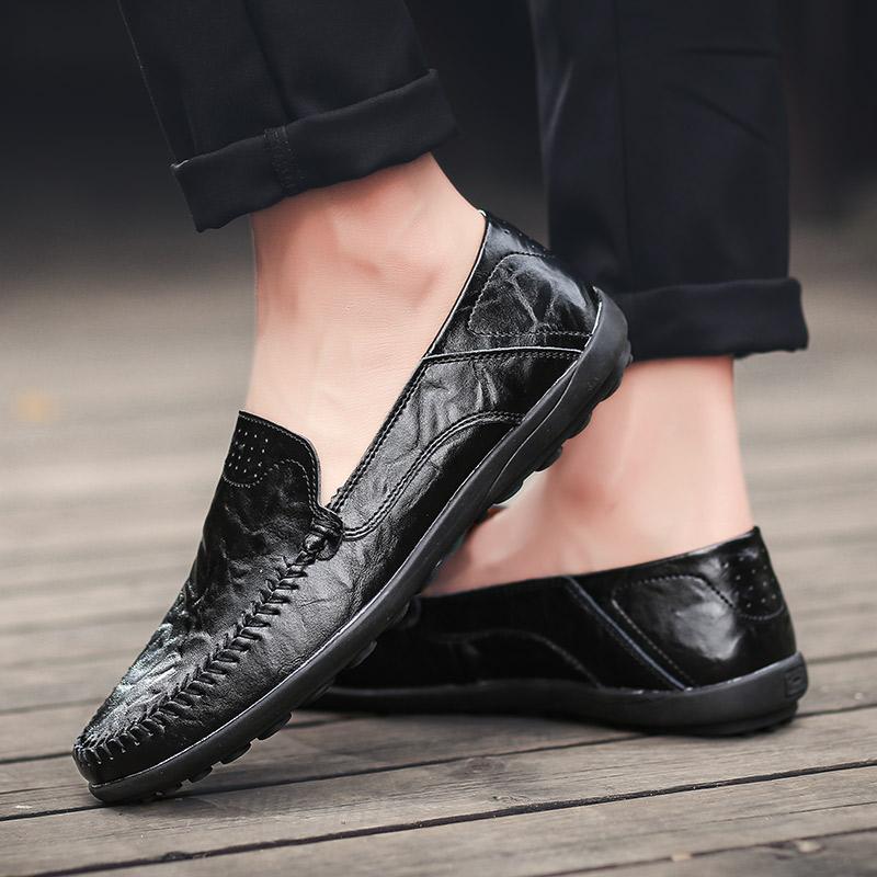Penny Loafers Men Casual Shoes Large Size 38-46 Handmade Leather Slip on Flats Lightweight Man Moccasins Mens Driving Shoes