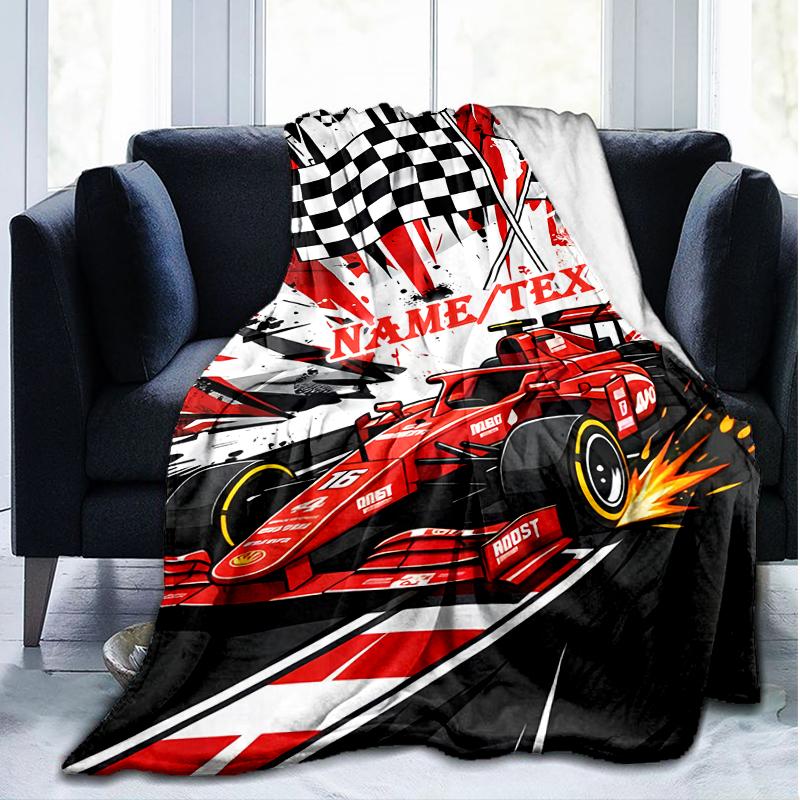 1PC Custom Name Car Art Outdooor Flannel Blankets Throw Blanket All-Season Throw Gift Bedspread for Couch, Bed, Camping Holiday Birthda