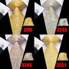 Hi-Tie Neues Design Herren Gelbgold Neuheit Krawatte Taschentuch Manschettenknöpfe Seidenkrawatte Set