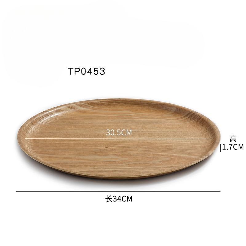 Round Solid Wood Dining Plate, Water Chestnut Wood Tray, Dessert Cake Cup, Circular Coffee, Exquisite Breakfast Tray Tableware