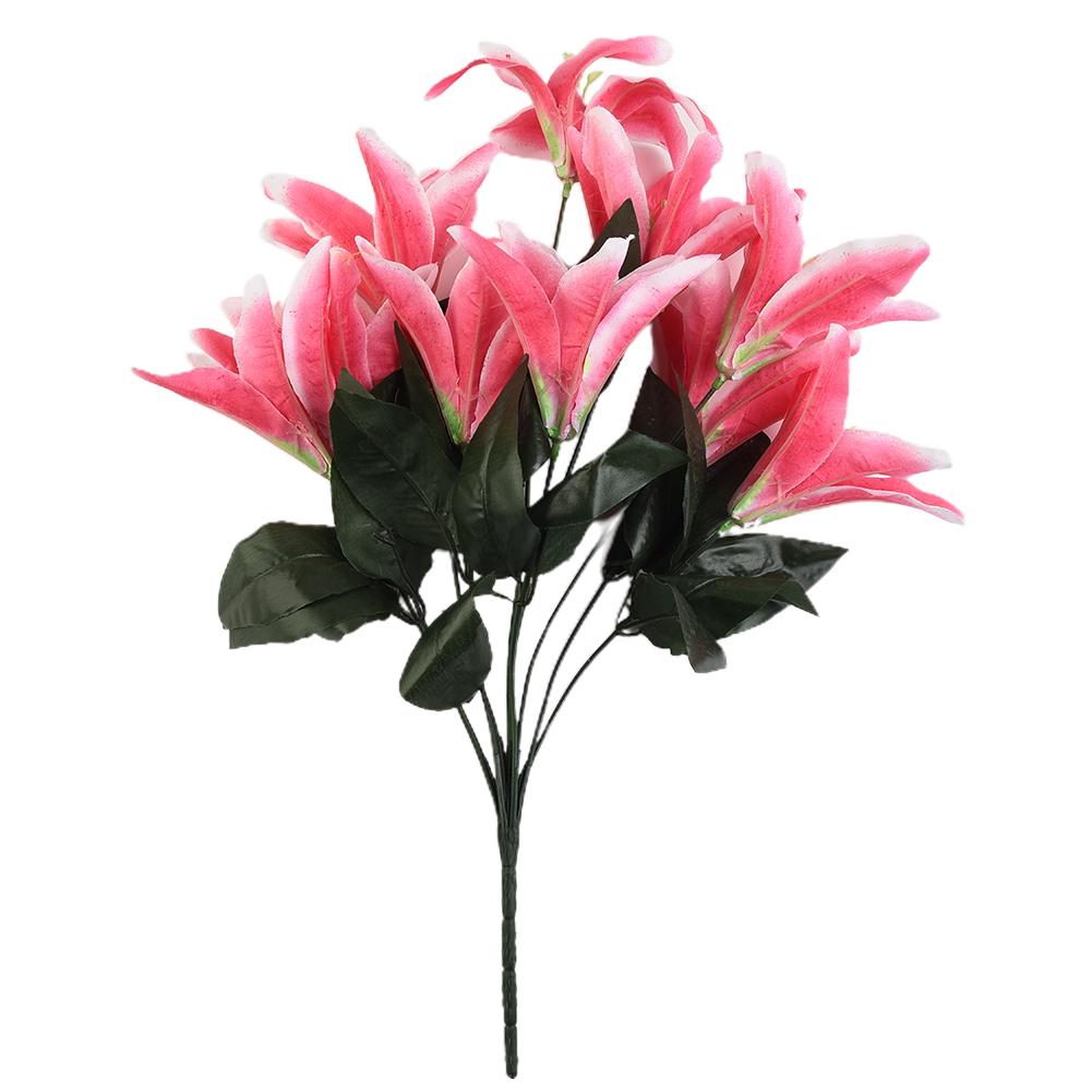 Lily Artificial Flower Bouquet Decor Fake Floral Home 10 Heads 45cm Beautiful Lillies Silk + Plastic Stargazer