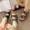 3505 Summer New Sandals Couple Leather Book Soft Sole Outer Wear Slippers One Pedal Breathable Lazy Shoes