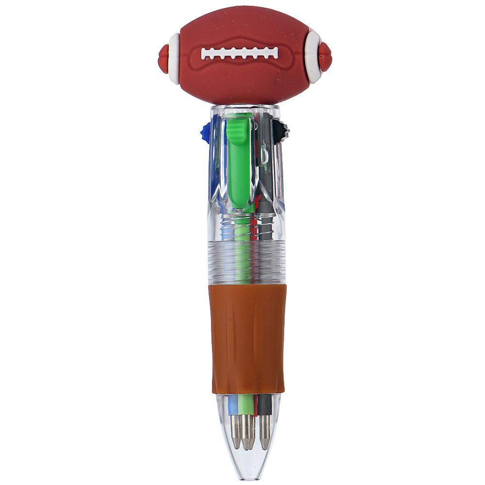 2pcs Cute Football Basketball Rugby Shaped Four-Color Ballpoint Pen, Cartoon Multicolor Mini Journal Short Pen