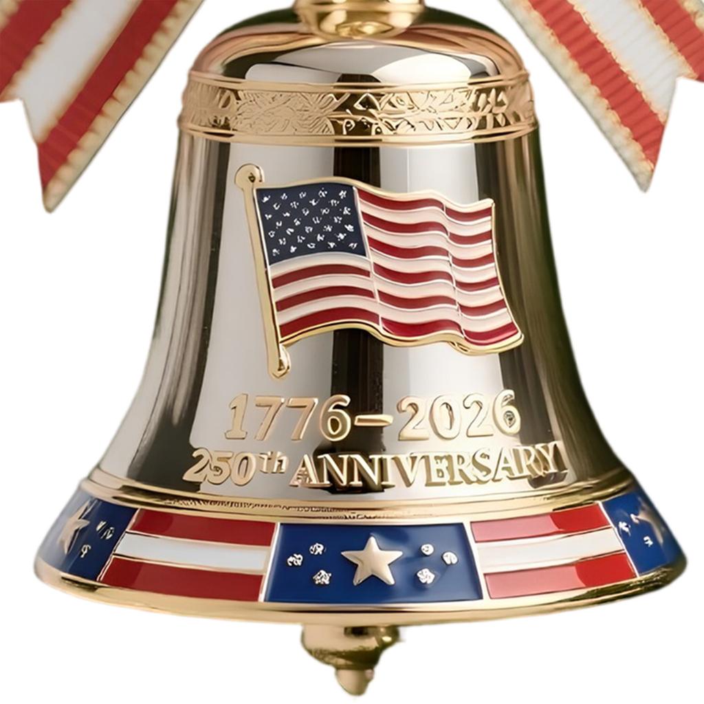 United States 250th Anniversary Bell Vintage-Style Metal Commemorative Bell for Collectors Patriotic Christmas Tree