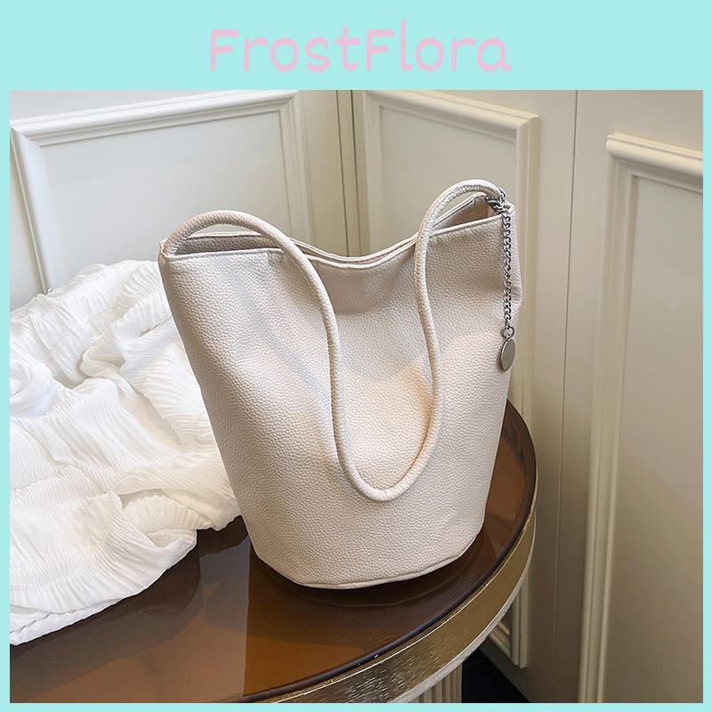 Pu Color Solid Water Bucket Bag Large Capacity Daily Street Fashion Bags Travel