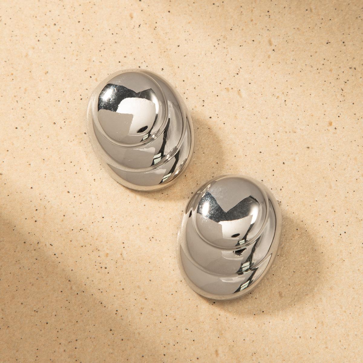 

Серьги-гвоздики в форме овала и спирали в стиле ретро с металлическим дизайном, серебряные иглы 925 пробы, золотые серьги-гвоздики 18 карат серебряный