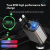PT-27 Car Charger with Type-C/iP Retractable Cable Super Fast Charging Cable for Cell Phones, Tablets