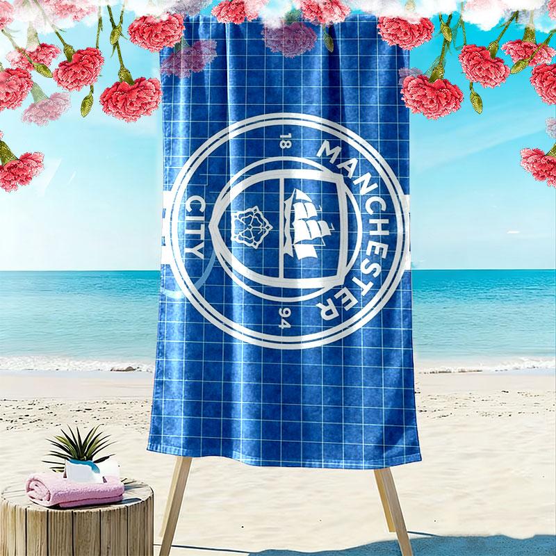 Man City Print Beach Towel, Large Soft Quick Dry Towel for Beach Camping Swimming