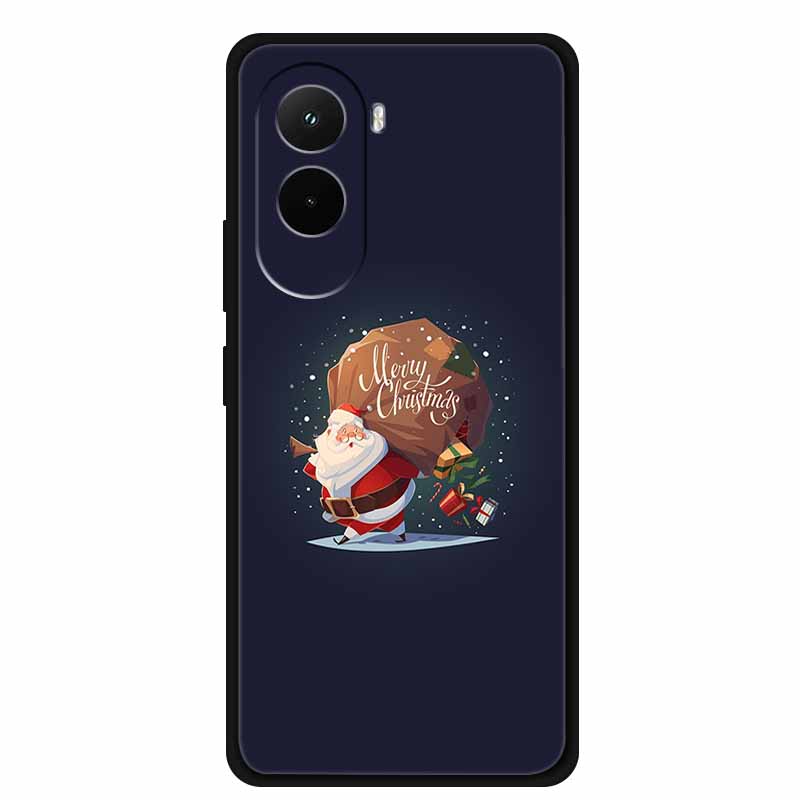 Christmas Phone Case For Poco M7 4G Case Christmas Tree Black Silicone Bumper For Xiaomi Poco M7 4G Cover PocoM7 Cartoon Coque