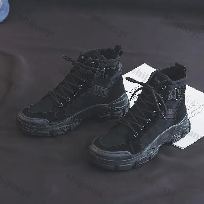 Women's Chunky Platform Ankle Boots Canvas Shoes Women Autumn Fashion Knight Short Booties Punk Thick Bottom Motorcycle Boots