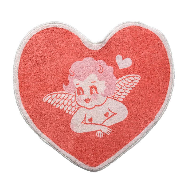 Girl/Women Soft Love Heart Shape Carpet Absorbent Floor Mat Pink Heart Shape Carpet