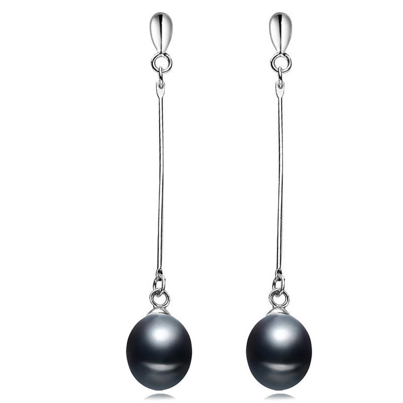 

Trendy Natural Freshwater Long Pearl Earrings 925 Women,Real White Bridal Sterling Silver Earring Jewelry Party Gift White Black