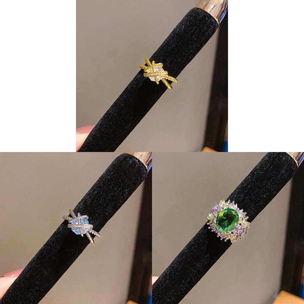 Geometric Zircon Flower Oval Fashion Open Ring For Women