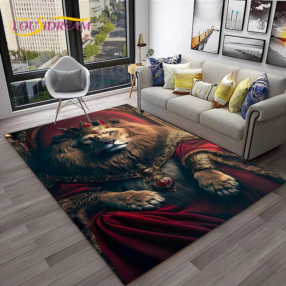 Cartoon Lion Animals Dream 3D Carpet Rug for Home Living Room Bedroom Sofa Doormat Decor,Kid Play Area Rug Non-slip Floor Mat