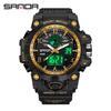 SANDA Women's Trendy LED Dual Display Waterproof Watch with Hourly Chime
