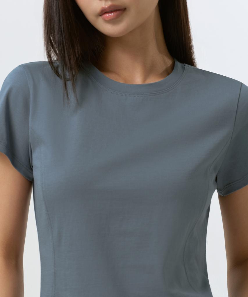 MUSINSA STANDARD WOMAN Women'S Round Hem T-Shirt [Peacock Blue]
