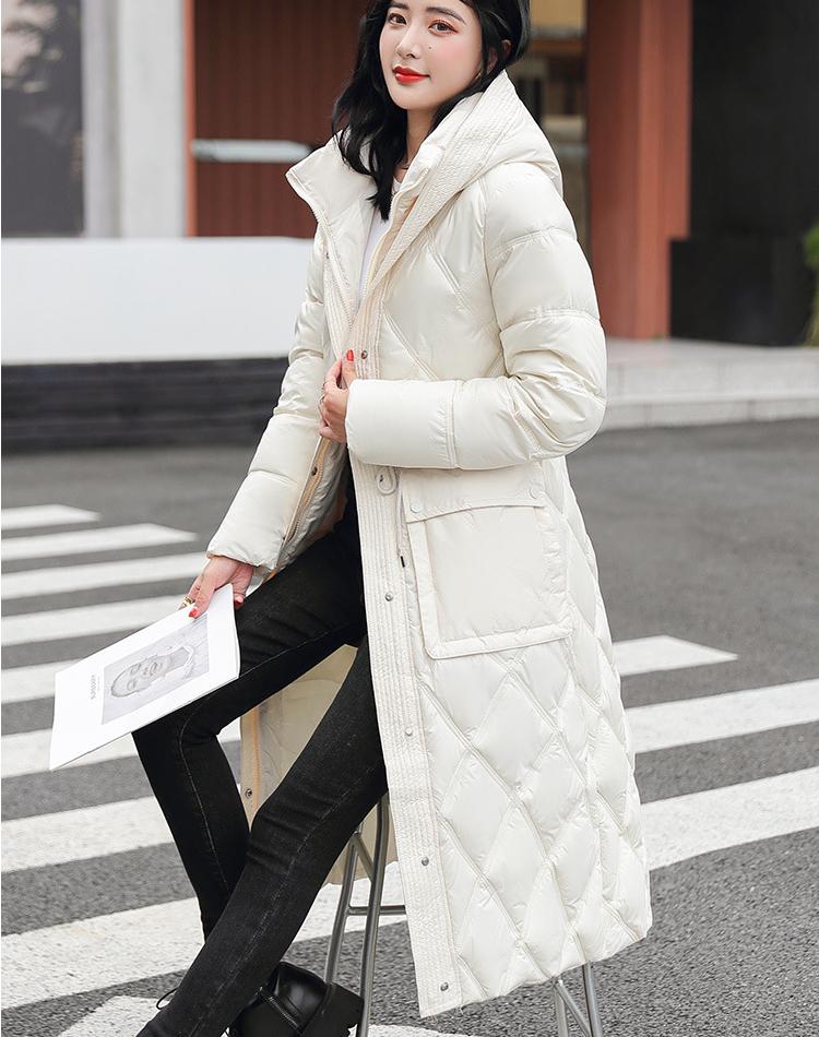 Podzim/zima Dámská jednobarevná bunda s kapucí, volný pas, vycpaná teplá dlouhá dámská bunda 5 barev