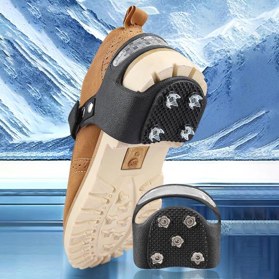 1 Pair Ice Cleats Shoes Crampons with 45752 Metal Studs Reflective Men Women Winter Outdoor Walking Ice