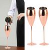 2pcs Brass Plated Stainless Steel Champagne Flutes Set Copper Tone Thick Bottom Sturdy Wine Glasses for Wedding Party Bar Use