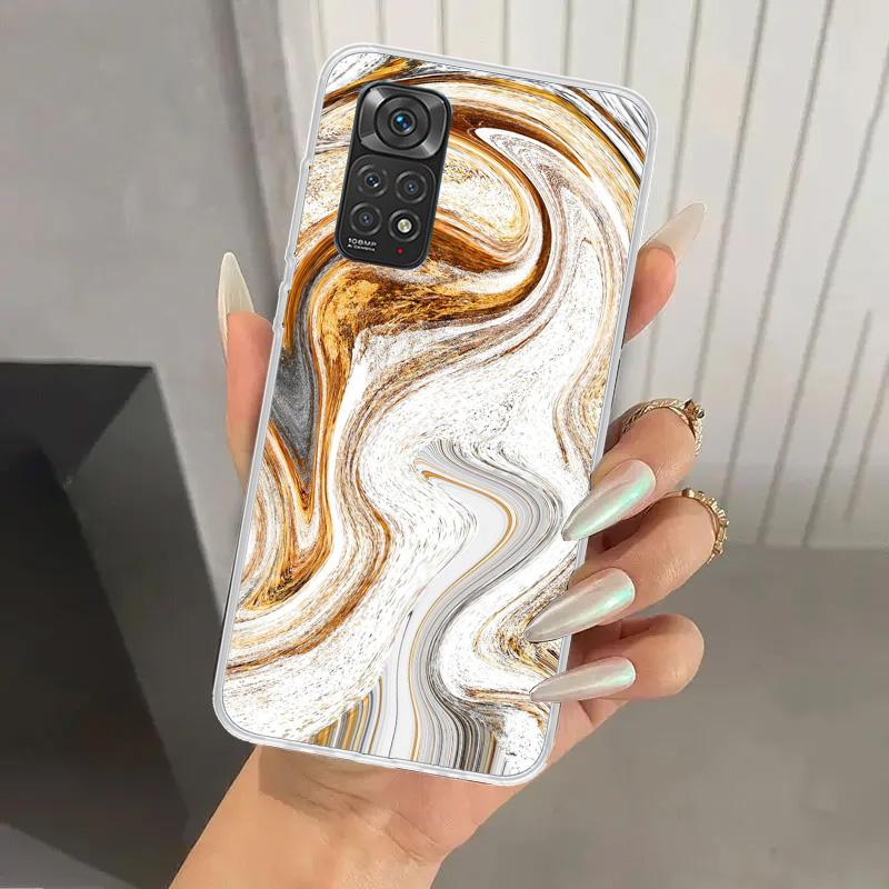 

Fashion Gold Pink Geometric Marble Phone Case for Xiaomi Redmi Note 15 14 14S 13 12S 12 Pro 11S 11 Plus 11T 11E 10S Soft Funda P Redmi Note 11T 5G