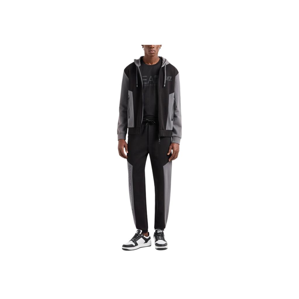 Emporio Armani EA7 FW24 Logo Letter Zipper Pocket Hooded Long Sleeve Sweatshirt Men Sweatshirt Black 6DPM34-PJVTZ-1200