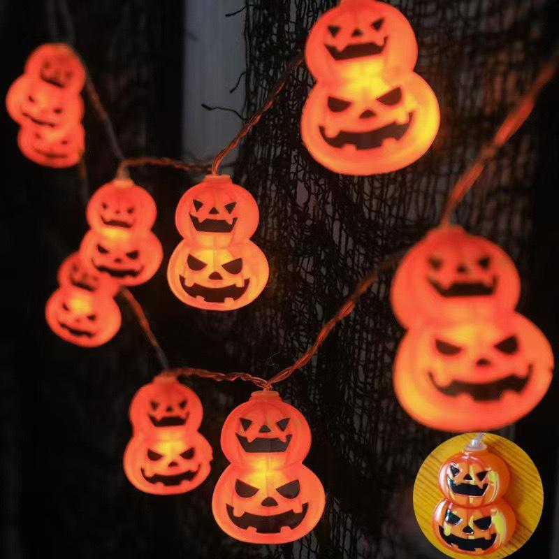 

Cross-Border Halloween Pumpkin & Ghost LED String Lights - Outdoor Spider & Devil Decor 1.5m 10 lights [Battery]
