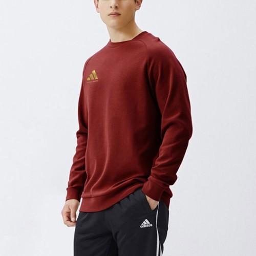 adidas Logo Athletic Fitness Casual Crewneck Pullover Sweatshirt Unisex Red