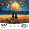 500pcs/Puzzle Game for Training Endurance And Logical Thinking - Exquisite Puzzle - (Moonlit Distant Mountains with Golden Field) Suitable for Living 