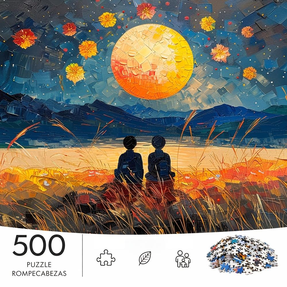500pcs/Puzzle Game for Training Endurance And Logical Thinking - Exquisite Puzzle - (Moonlit Distant Mountains with Golden Field) Suitable for Living
