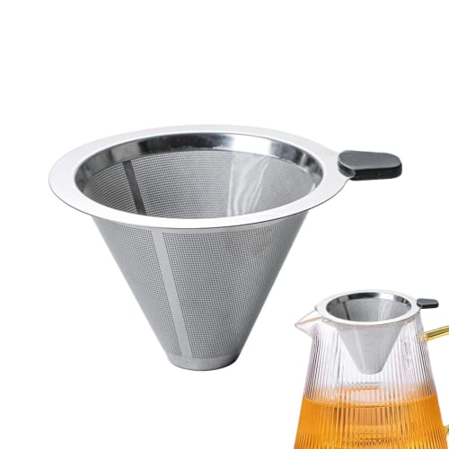 Reusable Stainless Steel Pour-Over Filter for Coffee Dripper | Paperless Filter Coffee Maker, Double-Layer Fine Mesh Coffee Strainer for Richer Coffee
