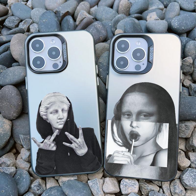 Art Aesthetic David Mona Lisa Phone Case For iPhone 16 15 14 13 Pro Max Mini 15 14 Plus 12 11 Pro Max Shockproof Laser Cover