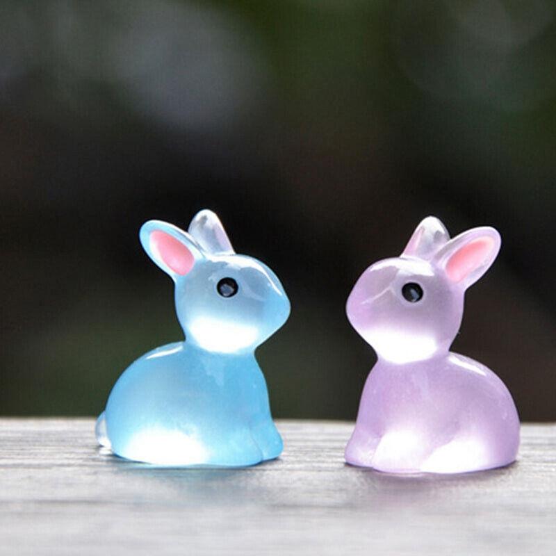 Small Ornaments Rabbit Luminous Resin Bunnies Glow Miniature Cute Mini