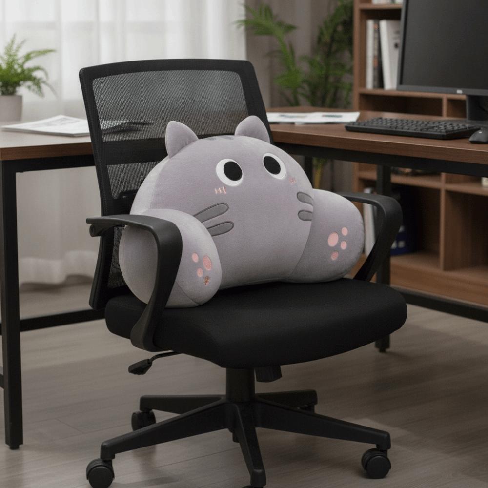 Ergonomic Chair Seat Backrest Cushion Thickened Throw Pillow Cat Shape Waist Pillow Sofa