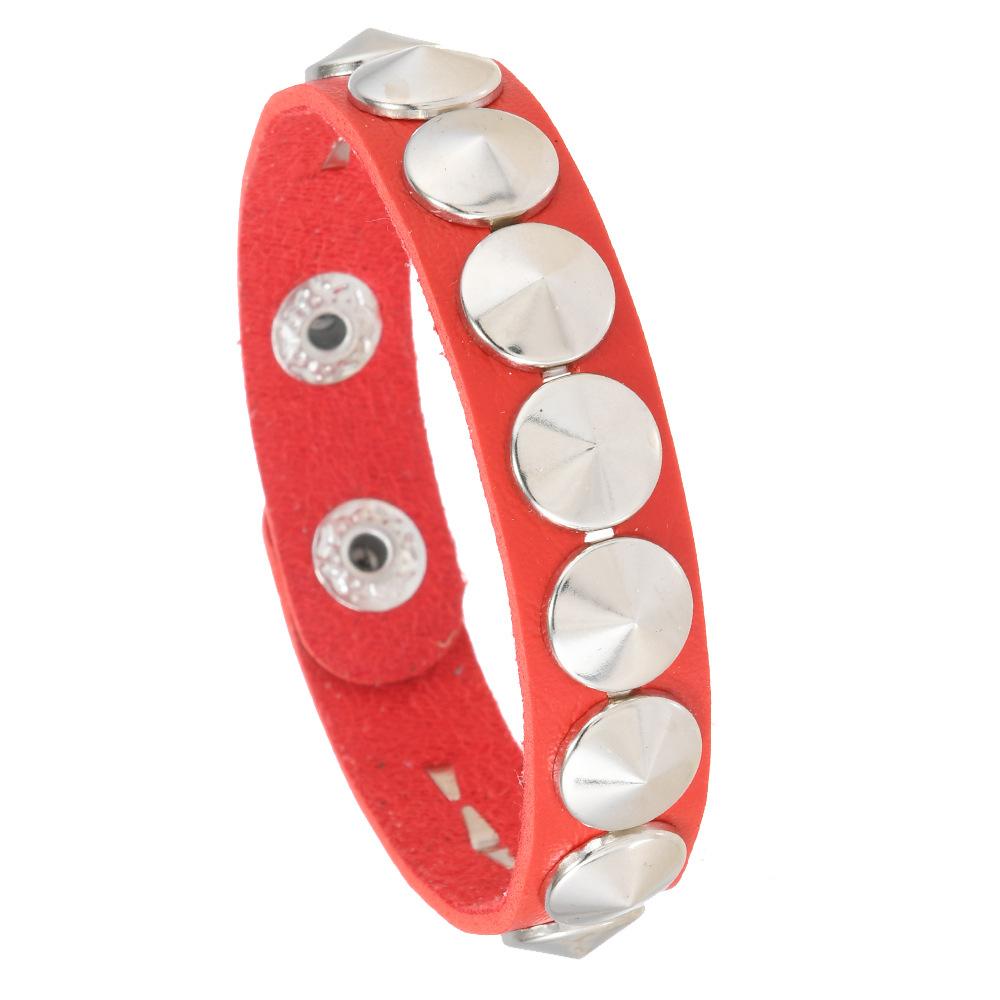 

Мужской браслет из искусственной кожи с заклепками в стиле хип-хоп, панк-рок, регулируемый застегивающийся аксессуар для запястья, повседневный простой ювелирный браслет для подростков