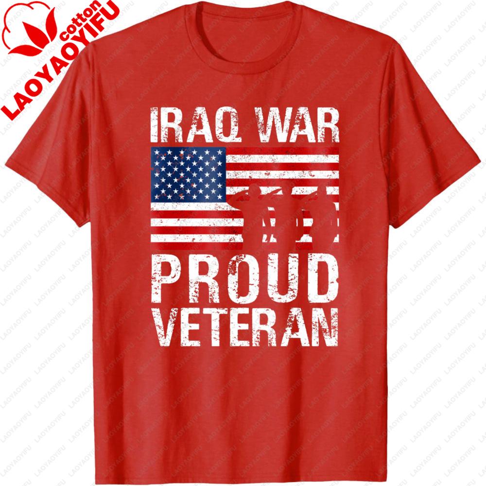 Proud Iraq Veteran Unisex Shirt Veteran Gift for Military Vet Unisex Women Combat Tops Unisex Clothes Summer Short Sleeve Tees