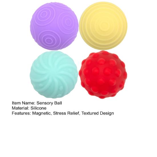 4Pcs/Set Magnetic Sensory Ball Fidget Toy Stress Relief Textured Ball Quiet Home Office Work Decompression Gadgets Stocking Suffers