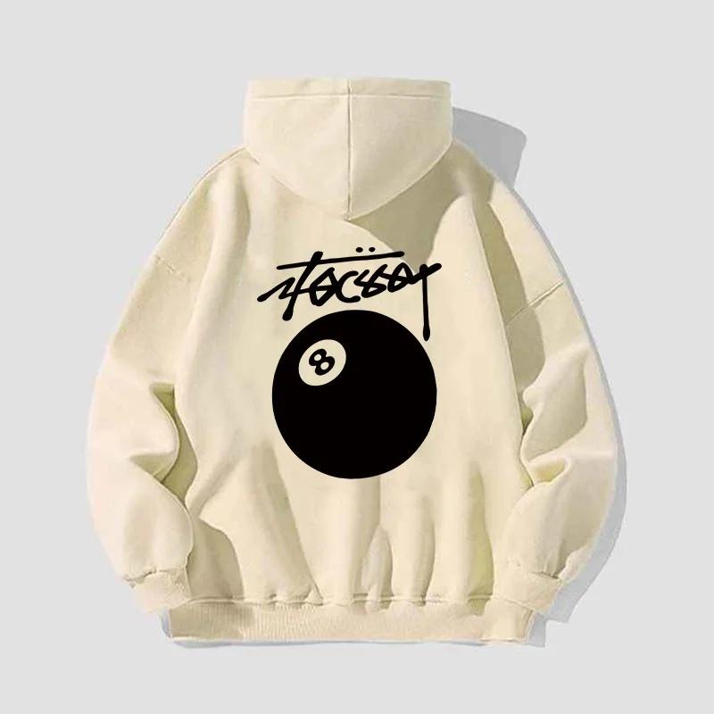 Trendiger Herren-Hoodie Sweatshirt Herbst Winter Pool-Print Schwergewicht Locker Vielseitig Paar-Hoodie Lässige Streetwear