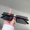 Rimless Rectangle Sunglasses Men New Fashion Gradient Outdoor Shades Women Trendy Simple Beach Vacation Decor Sun Glasses
