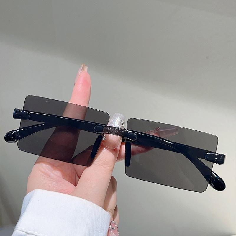 Rimless Rectangle Sunglasses Men New Fashion Gradient Outdoor Shades Women Trendy Simple Beach Vacation Decor Sun Glasses