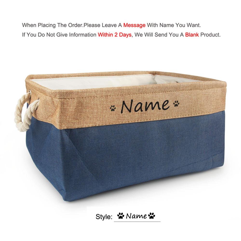 Free Custom Basket Cat Dog Toy Print Name Pet Storage Box DIY Toys Clothes Accessories Foldable Organize Customized