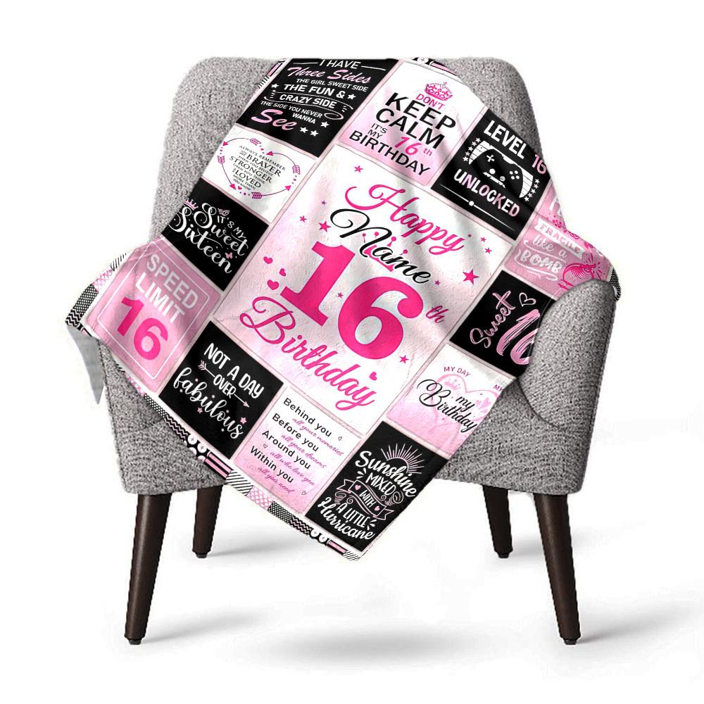 Sweet Sixteen Birthday Home Customize Your Name Blankets Comfortable Soft Lightweight Multipurpose Blanket For Picnic Sofa Office Bed Living Room