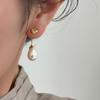 Korea Temperament Teardrop-shaped Imitation Pearl Pendant Irregular Liquid Metal Stud Earrings for Women Dangle Earrings Jewelry